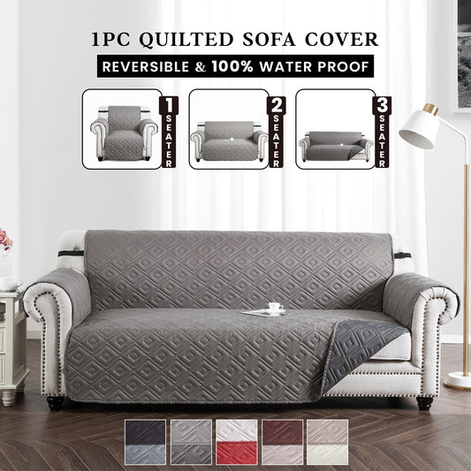 Quilted Sofa Cover Waterproof Pet Protector — Couch Slipcover Loveseat 3 4 Seater