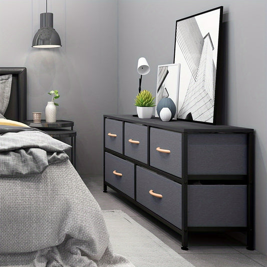 5-Drawer Fabric Dresser, Dark Grey — image 2