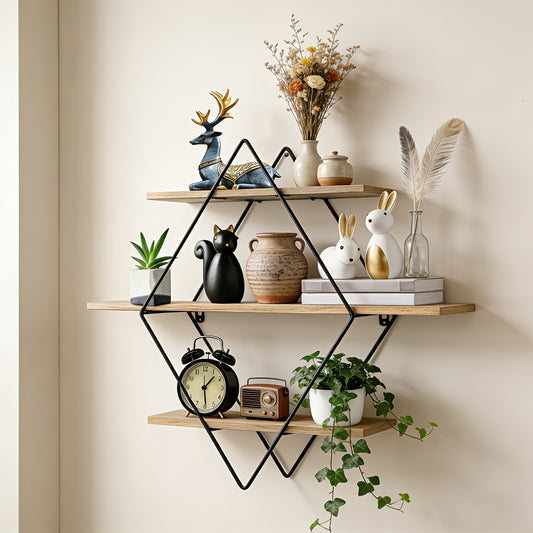 3-Tier Geometric Diamond Wall Shelf — image 2