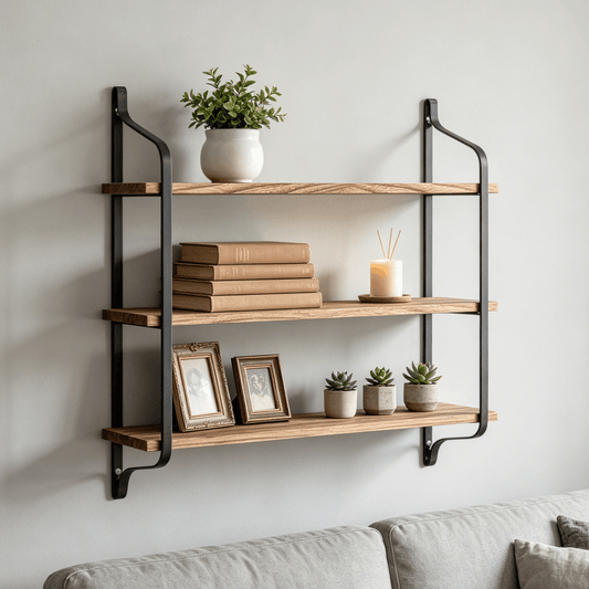 2-Tier Industrial Wall Shelf, 60cm — image 1
