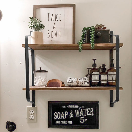 2-Tier Industrial Wall Shelf, 60cm — image 2