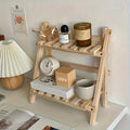2-Tier Wooden Desktop Organiser Shelf, Natural Wood
