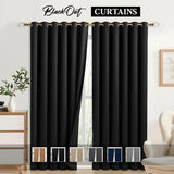 100% Blackout Curtains 2 Panel Set, Noise Reducing