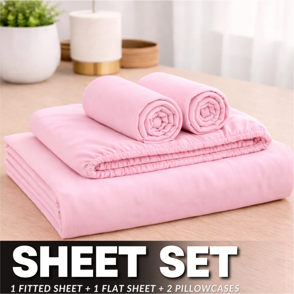 ARLINENS Flannelette Sheet Set 4pcs 100% Brushed Cotton Thermal Fitted Flat Sheets Pillowcases