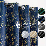 Metallic Foil Branch Blackout Curtain, 1 Panel, Grommet Top