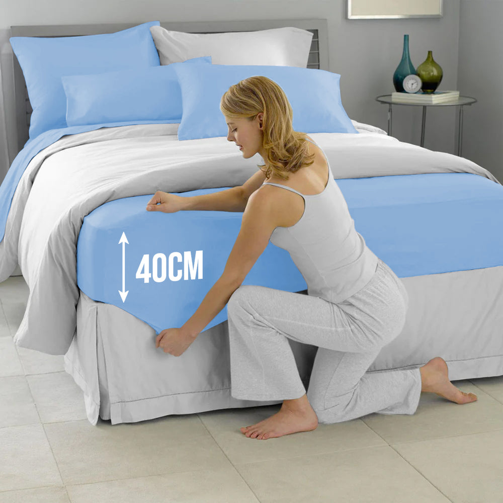 Extra Deep Fitted Sheet 16 Inch Pocket — Single Double King Super King Sizes