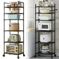 6-Tier Rolling Storage Cart with Wheels, Black Metal