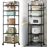 6-Tier Rolling Storage Cart with Wheels, Black Metal