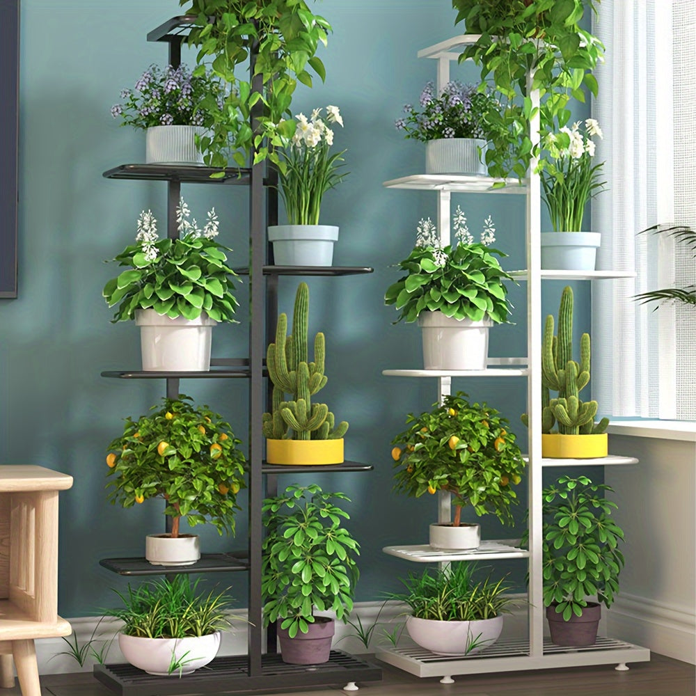 7-Tier Metal Plant Stand, Indoor and Outdoor — Black or White