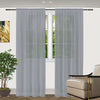 White Sheer Voile Curtains Rod Pocket Top — Net Curtain Panel 51 Inch Width