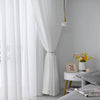 White Sheer Voile Curtains Rod Pocket Top — Net Curtain Panel 51 Inch Width