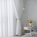 White Sheer Voile Curtains Rod Pocket Top — Net Curtain Panel 51 Inch Width
