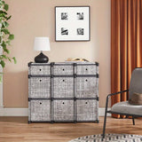 9-Cube Fabric Drawer Storage Unit, 83.5 x 30 x 79.5cm, Grey