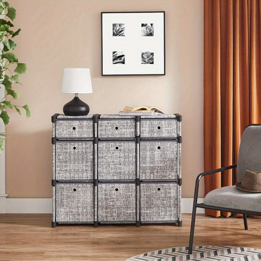 9-Cube Fabric Drawer Storage Unit, Grey — image 1