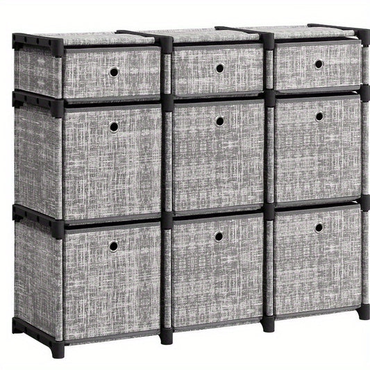 9-Cube Fabric Drawer Storage Unit, Grey — image 2