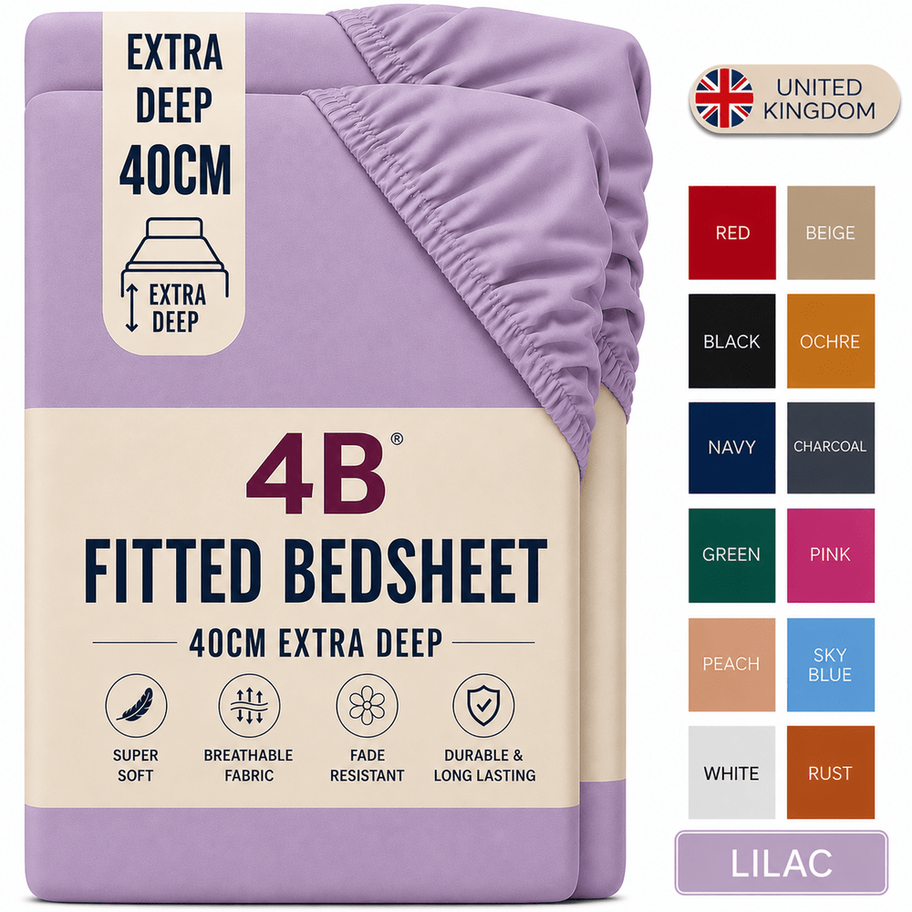 100% Cotton Fitted Sheet Deep Pocket — Single Double King Super King Sizes