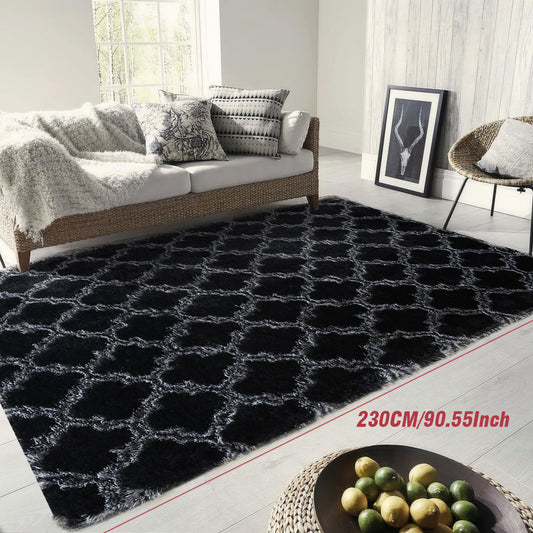 Fluffy Shaggy Area Rug Grey Anti Slip — Soft Carpet Floor Mat for Bedroom Living Room