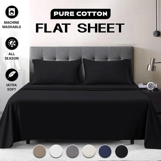 Flat Bed Sheet 200 Thread Count — Single Double King Super King Sizes