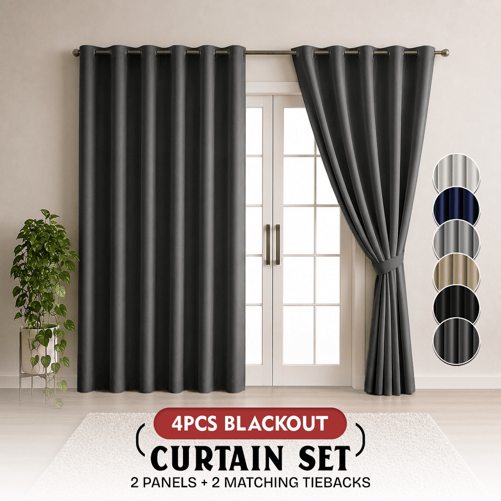 Blackout Curtains 2 Panel Set — Grommet Top Thermal Insulated Room Darkening Curtains for Bedroom Living Room