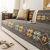 Bohemian Snowflake Embroidery Sofa Cover | Thick Plush Non-Slip Couch Slipcover | Pet-Friendly Furniture Protector