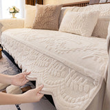 Plush Sofa Cover Textured Jacquard — Pet Friendly Non Slip Couch Protector