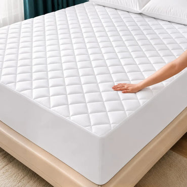 Waterproof Quilted Mattress Protector Deep Pocket — Stretch Fitted Cover 8-16 Inch