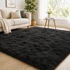 Fluffy Shaggy Area Rug Tie Dye Grey — Anti Slip Soft Rug for Living Room Bedroom