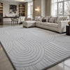 Carved Wavy Line Area Rug Dark Grey — Soft Anti Slip Carpet for Living Room