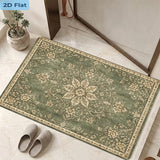 Retro Floral Print Mat Anti Slip Flat — Bathroom Doorway Kitchen Rug 80x50cm
