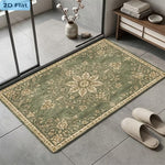 Retro Floral Print Mat Anti Slip Flat — Bathroom Doorway Kitchen Rug 80x50cm