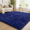 Fluffy Shaggy Area Rug Tie Dye Grey — Anti Slip Soft Rug for Living Room Bedroom
