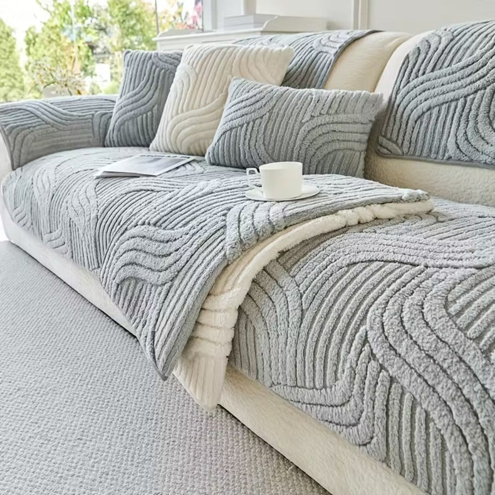 Thick Plush Sofa Cover Non Slip — Pet Protector 1 2 3 4 Seater Furniture Cover