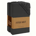 Fitted Sheet 2 Pack Extra Deep Pocket — Polyester Bed Sheets Single Double King Super King