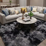 Tie Dye Dark Grey Shaggy Area Rug — Long Pile Plush Carpet for Bedroom Living Room