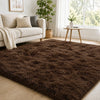 Fluffy Shaggy Area Rug Tie Dye Grey — Anti Slip Soft Rug for Living Room Bedroom
