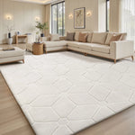 Geometric Carved Area Rug Dark Grey — Soft Anti Slip Carpet for Living Room