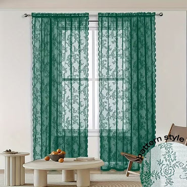 Vintage Floral Lace Sheer Curtains, Rod Pocket, Light Filtering