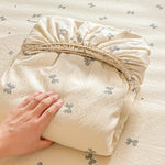 Double Layer Gauze Fitted Sheet Floral Print — Breathable Mattress Cover for Bedroom