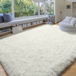 Fluffy White Shag Area Rug Non-Slip — Plush Fur Mat for Living Room Bedroom
