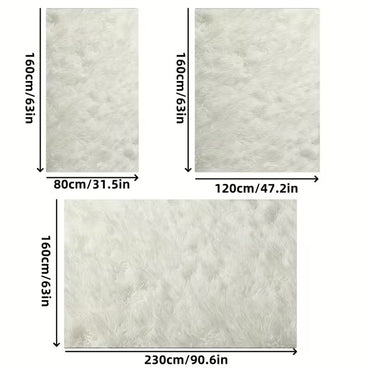 Fluffy White Shag Area Rug Non-Slip — Plush Fur Mat for Living Room Bedroom
