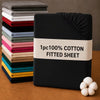 100% Cotton Fitted Sheet Deep Pocket — Single Double King Super King Sizes