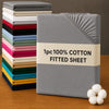 100% Cotton Fitted Sheet Deep Pocket — Single Double King Super King Sizes