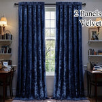 Crushed Velvet Curtains 2 Panels, Rod Pocket, Light Filtering