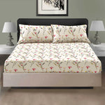 Printed Fitted Sheet Floral Pattern — Double King Size with Pillowcases