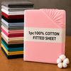 100% Cotton Fitted Sheet Deep Pocket — Single Double King Super King Sizes