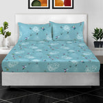 Printed Fitted Sheet Floral Pattern — Double King Size with Pillowcases