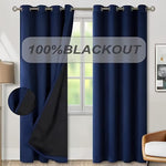 100% Blackout Curtains 2 Piece, Grommet Top, Thermal Insulated