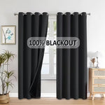 100% Blackout Curtains 2 Piece, Grommet Top, Thermal Insulated
