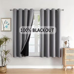 100% Blackout Curtains 2 Piece, Grommet Top, Thermal Insulated