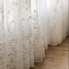 Gold Embroidered Sheer Curtains, Floral Voile, Rod Pocket